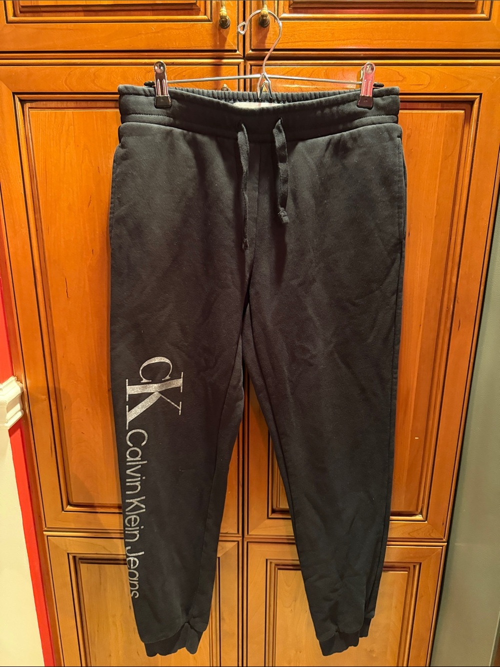 Calvin Klein Black Logo Jogger Sweatpants with Side CK Script
